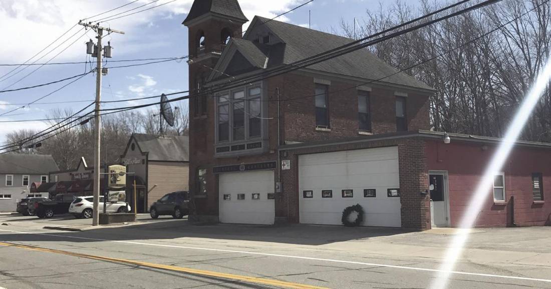 Exterior of the historic Harris Fire Station in Coventry, Rhode Island