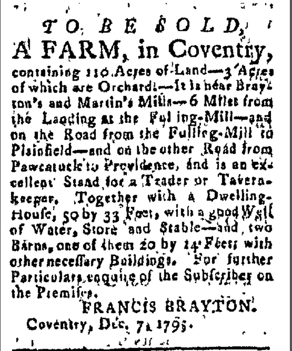 Historic advertisement connected to the Paine House property
