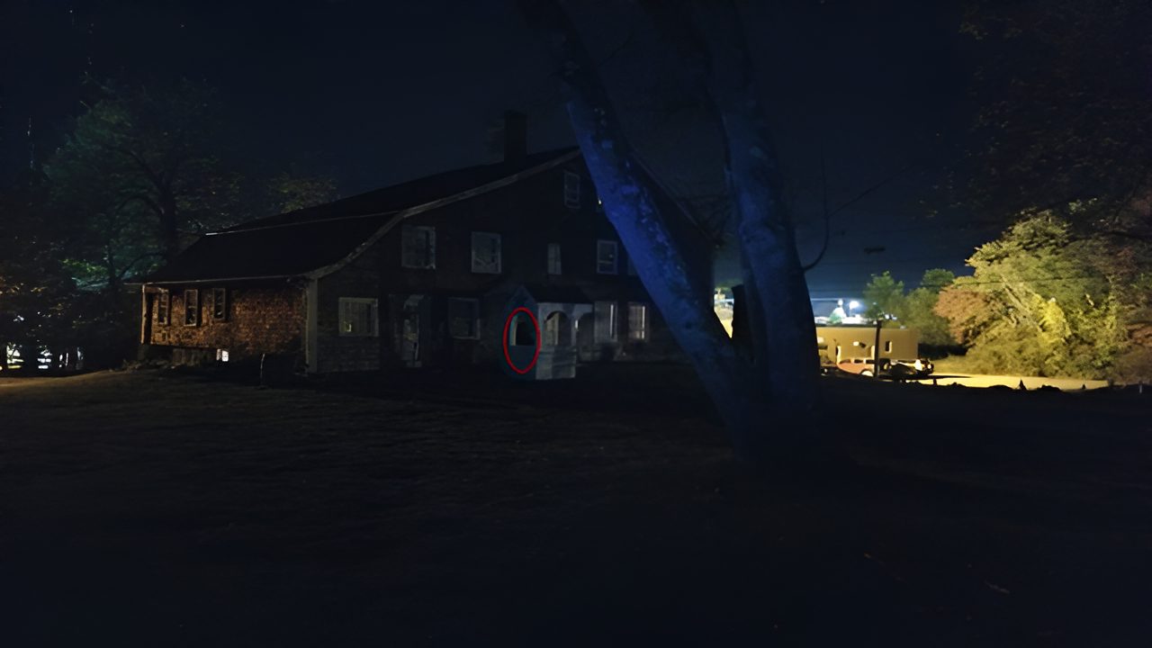 The Paine House Museum illuminated at night